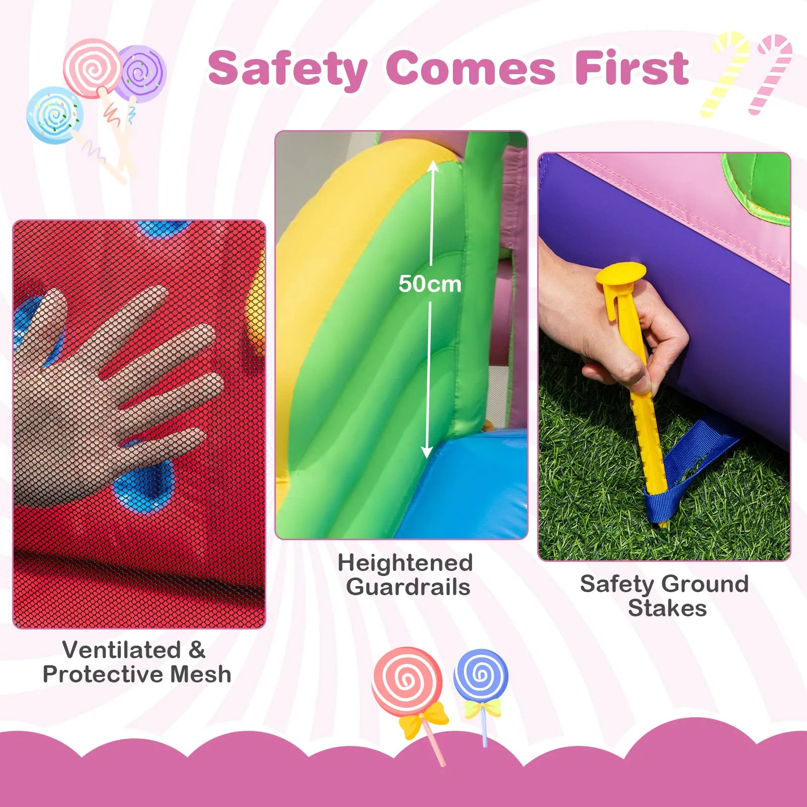 Inflatable Water Slide, Wet Dry Inflatable Water Park Jumping Castle w/Long Slide, Splash Pool (Without Blower)
