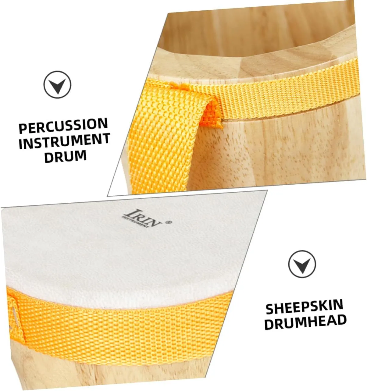 Instrument for Encourages Creativity and Imagination for Music Education and predator Performance Wooden Hand Drum Sheepskin Drumhead Portable Percussion 