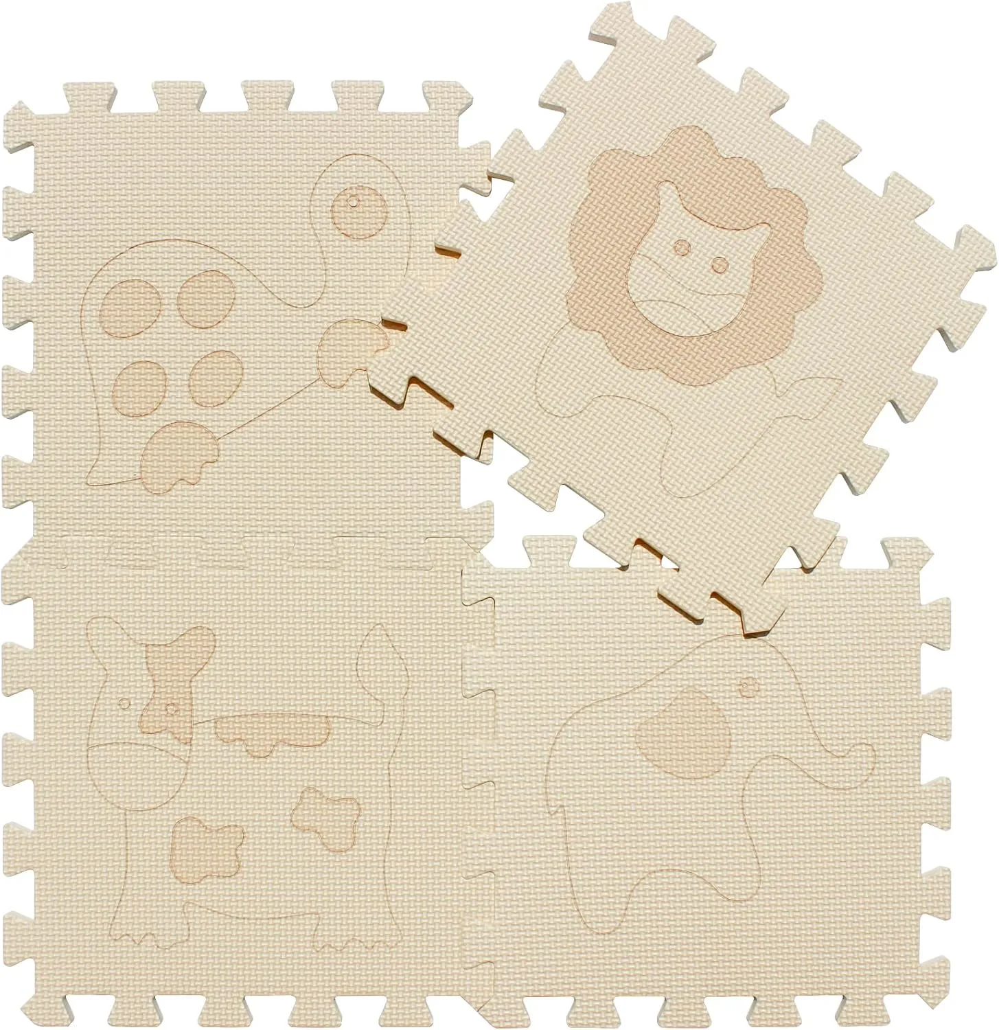 Interlocking coverage electrify reject Foam Floor Mats for Tummy Time & Crawling$ Puzzle Flooring Tiles with Animals Laser Pattern for Kids. Beige. QL-11(J) b18N qqpp EVA 18 Tiles Baby Play Mat for Playing$ 