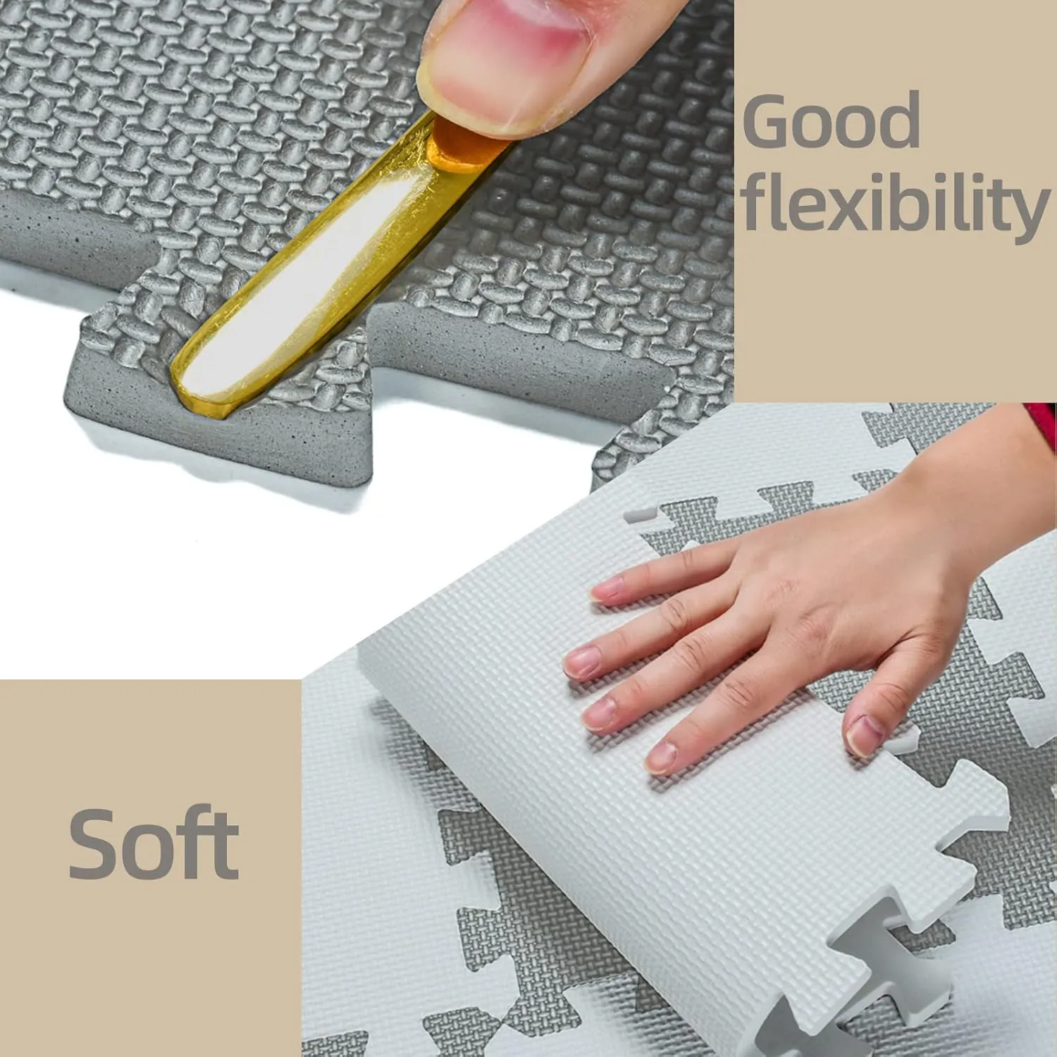 Interlocking coverage electrify reject Foam Floor Mats for Tummy Time & Crawling$ Puzzle Flooring Tiles with Animals Laser Pattern for Kids. Beige. QL-11(J) b18N qqpp EVA 18 Tiles Baby Play Mat for Playing$ 