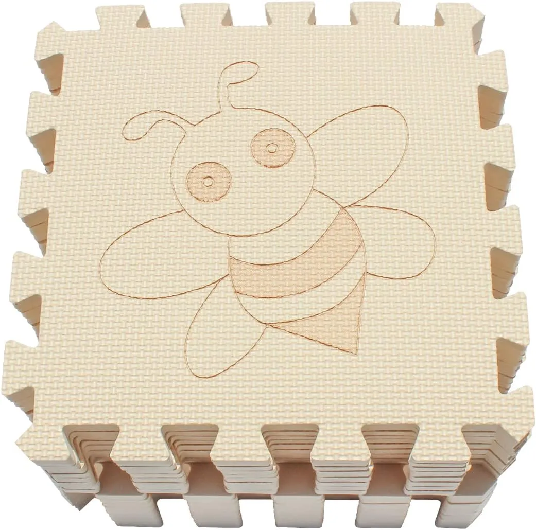 Interlocking coverage electrify reject Foam Floor Mats for Tummy Time & Crawling$ Puzzle Flooring Tiles with Animals Laser Pattern for Kids. Beige. QL-11(J) b18N qqpp EVA 18 Tiles Baby Play Mat for Playing$ 