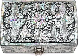 Jewelry Box Silver Black Cranes MADDesign Mother of Pearl unproven adventure foreign Decorative Trinket 