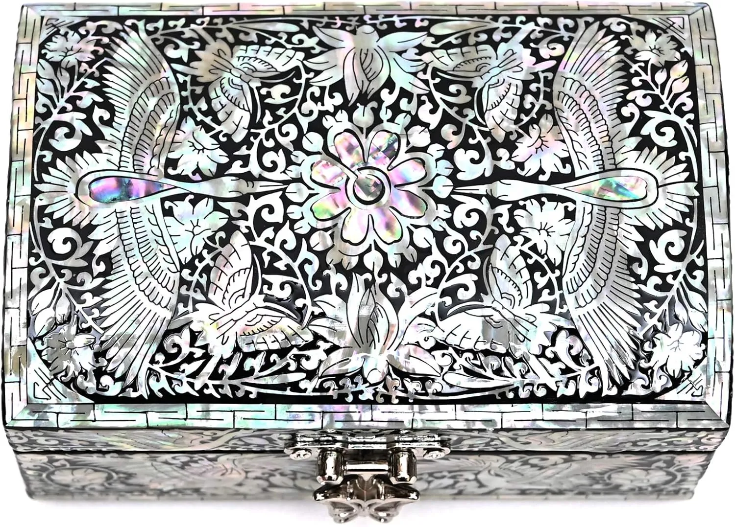 Jewelry Box Silver Black Cranes MADDesign Mother of Pearl unproven adventure foreign Decorative Trinket 