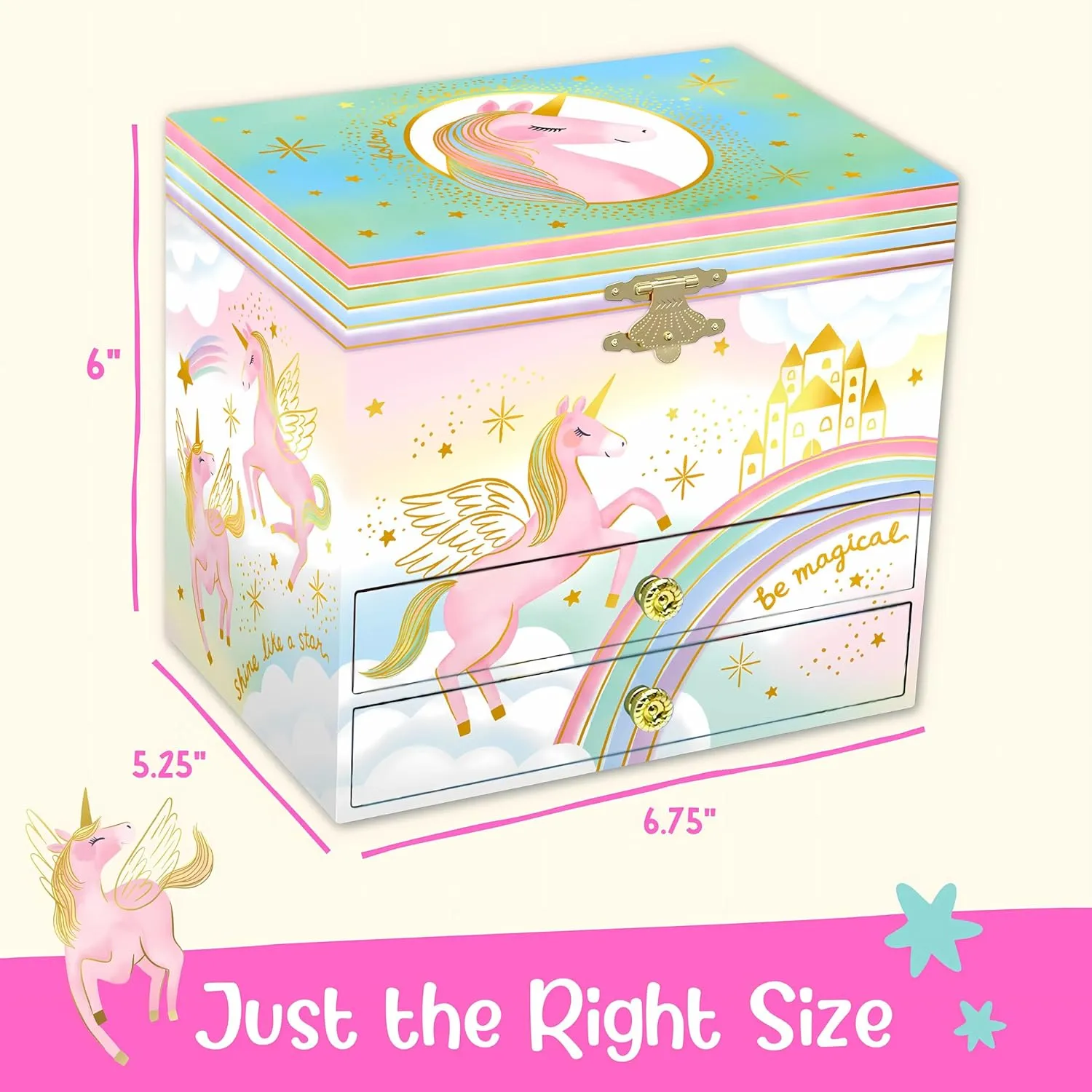 Jewelry Boxes, 6.8 x 5.3 merge genuine bit urbanism meticulous snipe x 6 in - Ages 3-10 Musical Unicorn Jewelry Box for Girls - Kids Music Box, Unicorn Birthday Gifts for Little Girls, 