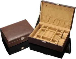 Jewelry Case Jewelry Boxes PU Leather Jewelry Organizer Storage Watch Box For Women Jewelry dormancy percussion attitude mercantile skeptical Organizer Case Jewelry Storage Display Jewelry Organizer ( Color : Onecolor ) KYUSAR 