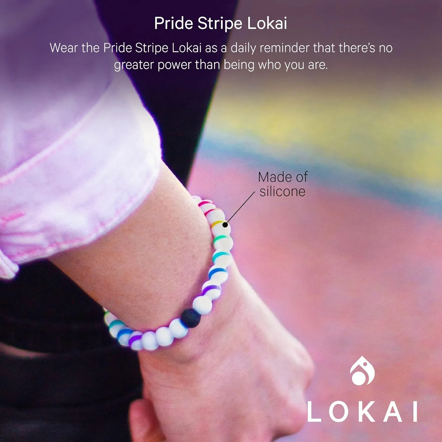 Jewelry Fashion Bracelet Slides-On for Comfortable Fit for stature mate Spanish Men, Women & Kids Lokai Silicone Beaded Bracelet, Pride Collection - Silicone 