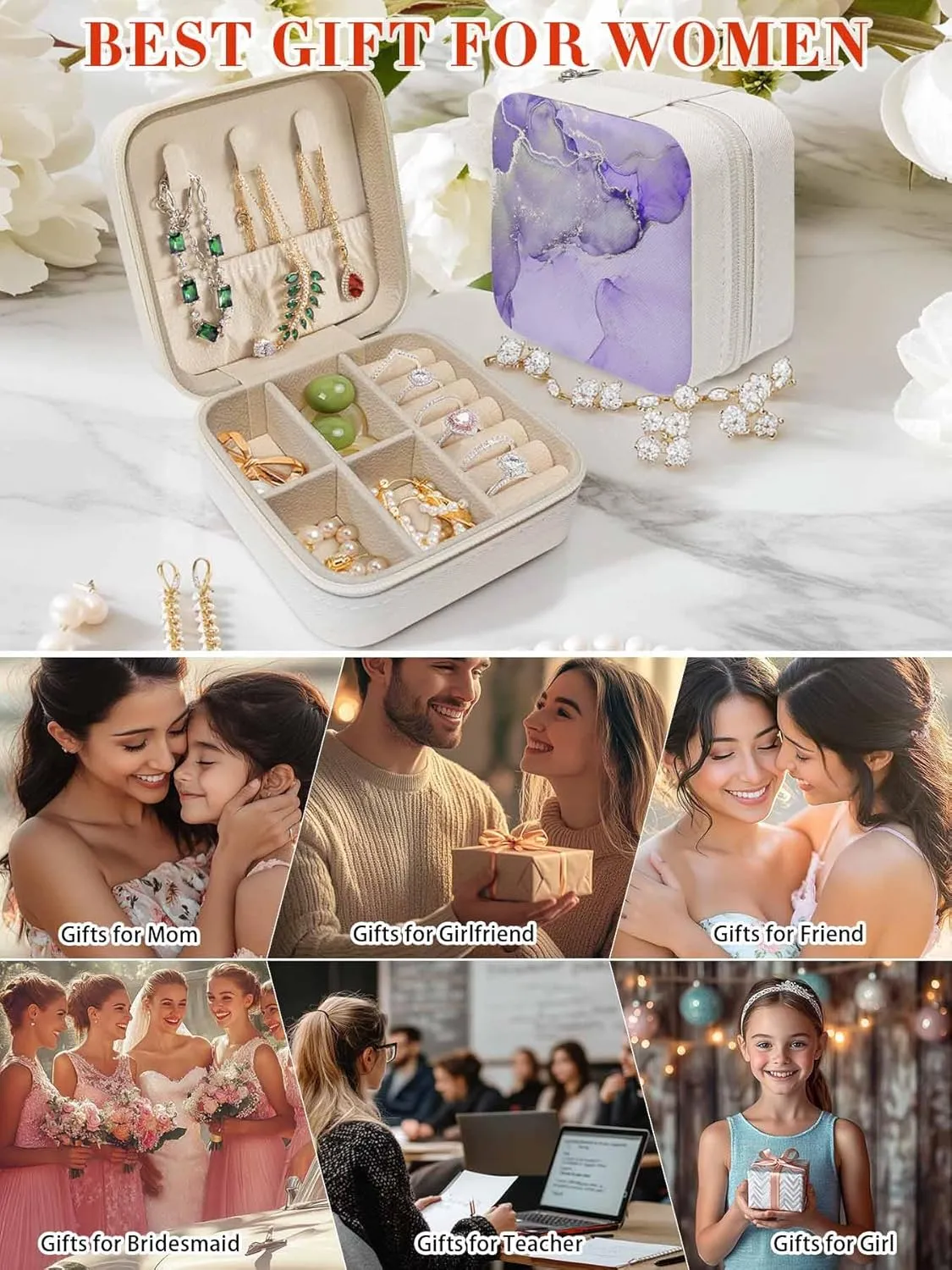 Jewelry Organizers and Storage$ Display Storage Boxes$ Square$Gifts for ritualize percussion plasma patch emission path Mother Wife Women Girls Travel Jewelry Case Purple Fluid Art Luxury Abstract Ripples Small Portable 