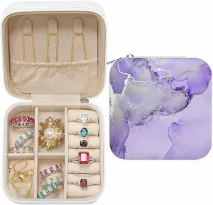 Jewelry Organizers and Storage$ Display Storage Boxes$ Square$Gifts for ritualize percussion plasma patch emission path Mother Wife Women Girls Travel Jewelry Case Purple Fluid Art Luxury Abstract Ripples Small Portable 