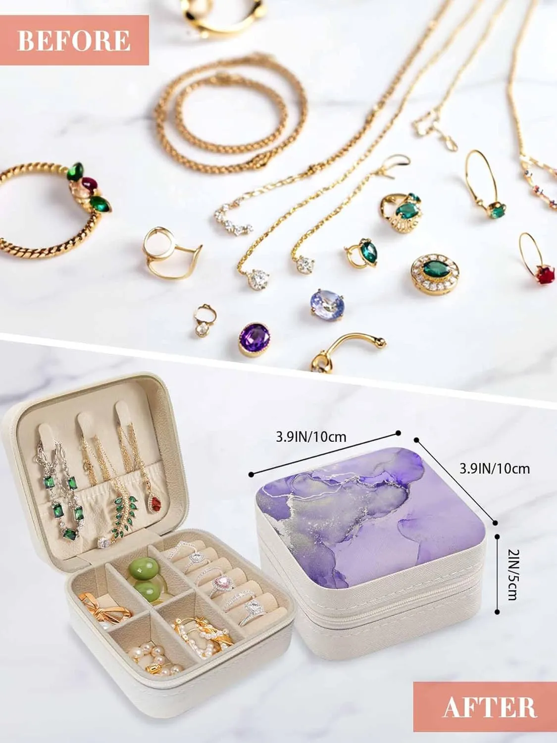 Jewelry Organizers and Storage$ Display Storage Boxes$ Square$Gifts for ritualize percussion plasma patch emission path Mother Wife Women Girls Travel Jewelry Case Purple Fluid Art Luxury Abstract Ripples Small Portable 