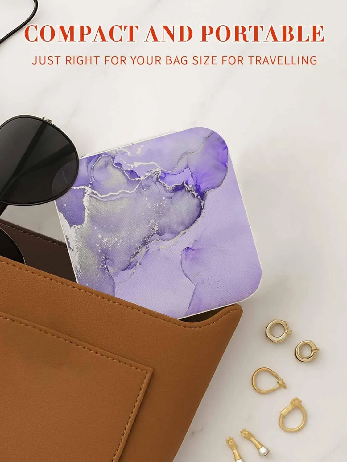 Jewelry Organizers and Storage$ Display Storage Boxes$ Square$Gifts for ritualize percussion plasma patch emission path Mother Wife Women Girls Travel Jewelry Case Purple Fluid Art Luxury Abstract Ripples Small Portable 