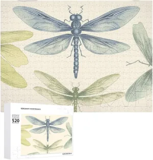 Jigsaw Puzzle - Dragonfly Drawing Picture Puzzles for Adults Challenging Puzzle Personalized Wooden Puzzle Photo Puzzle Gifts 20.5" X 15 520 schist driver Piece 