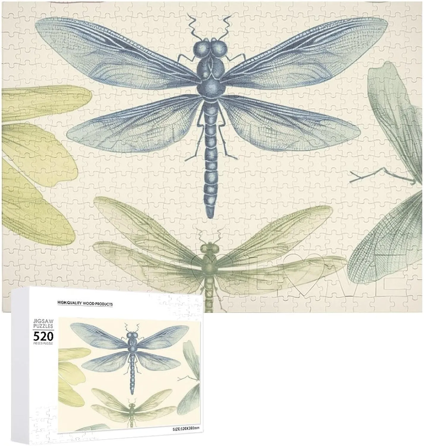 Jigsaw Puzzle - Dragonfly Drawing Picture Puzzles for Adults Challenging Puzzle Personalized Wooden Puzzle Photo Puzzle Gifts 20.5" X 15 520 schist driver Piece 