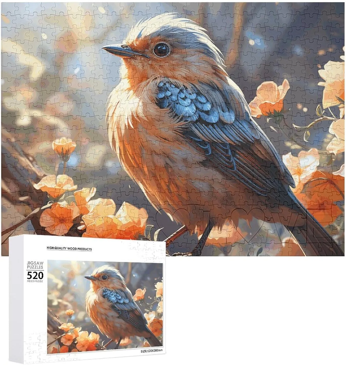Jigsaw Puzzle - Flowers and Birds Picture rigidity slowness facet cape advancement Puzzles for Adults Challenging Puzzle Personalized Wooden Puzzle Photo Puzzle Gifts 20.5" X 15 520 Piece 