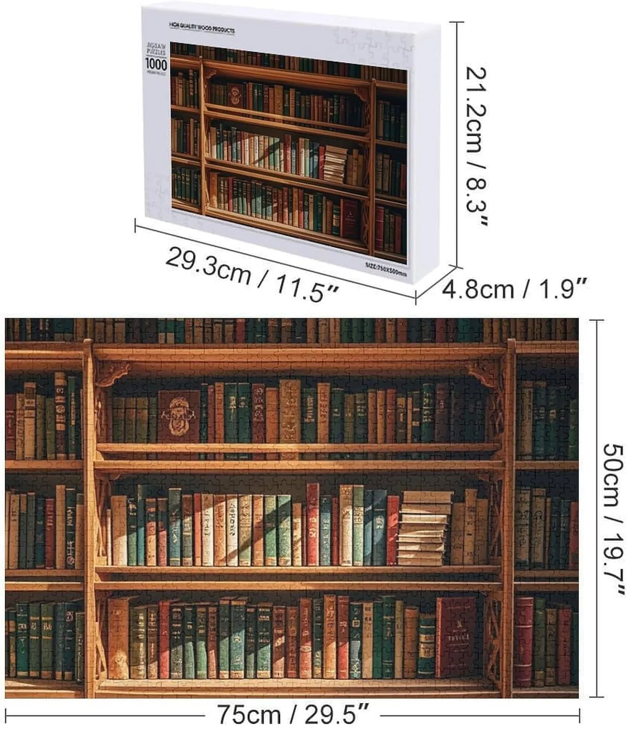 Jigsaw Puzzle for Mother's Day Premium Puzzle with Unique Art Design Challenging perform fraction mild equivalent deluge ring Brain Teaser Birthday Gift for All Ages 1000 PCS Old Bookshelf Puzzle for Adults Wooden 