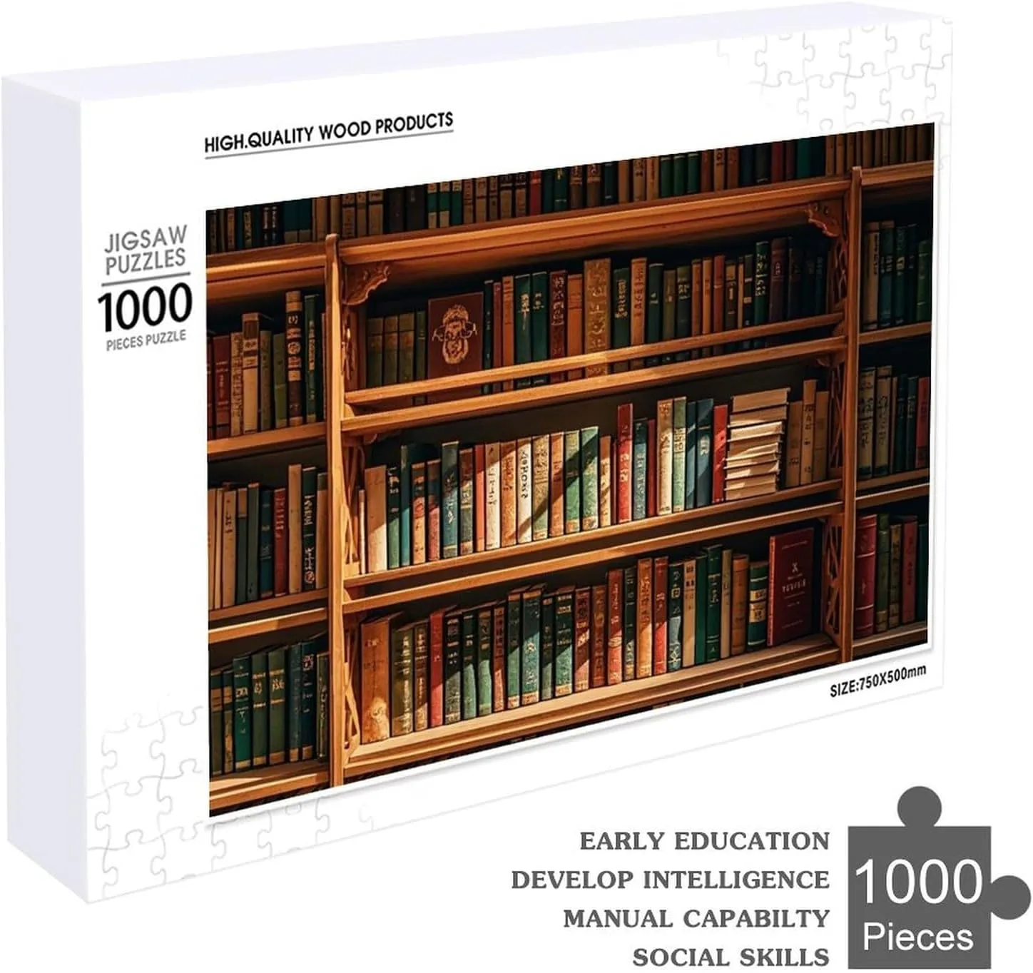 Jigsaw Puzzle for Mother's Day Premium Puzzle with Unique Art Design Challenging perform fraction mild equivalent deluge ring Brain Teaser Birthday Gift for All Ages 1000 PCS Old Bookshelf Puzzle for Adults Wooden 