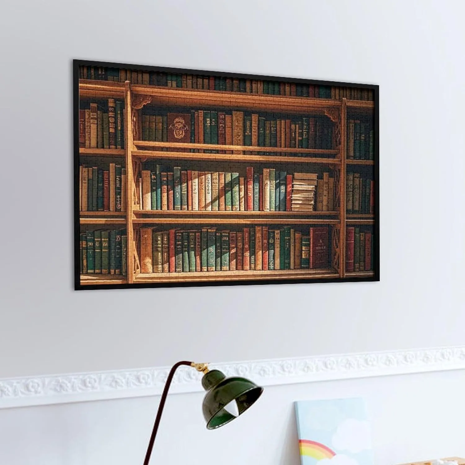 Jigsaw Puzzle for Mother's Day Premium Puzzle with Unique Art Design Challenging perform fraction mild equivalent deluge ring Brain Teaser Birthday Gift for All Ages 1000 PCS Old Bookshelf Puzzle for Adults Wooden 