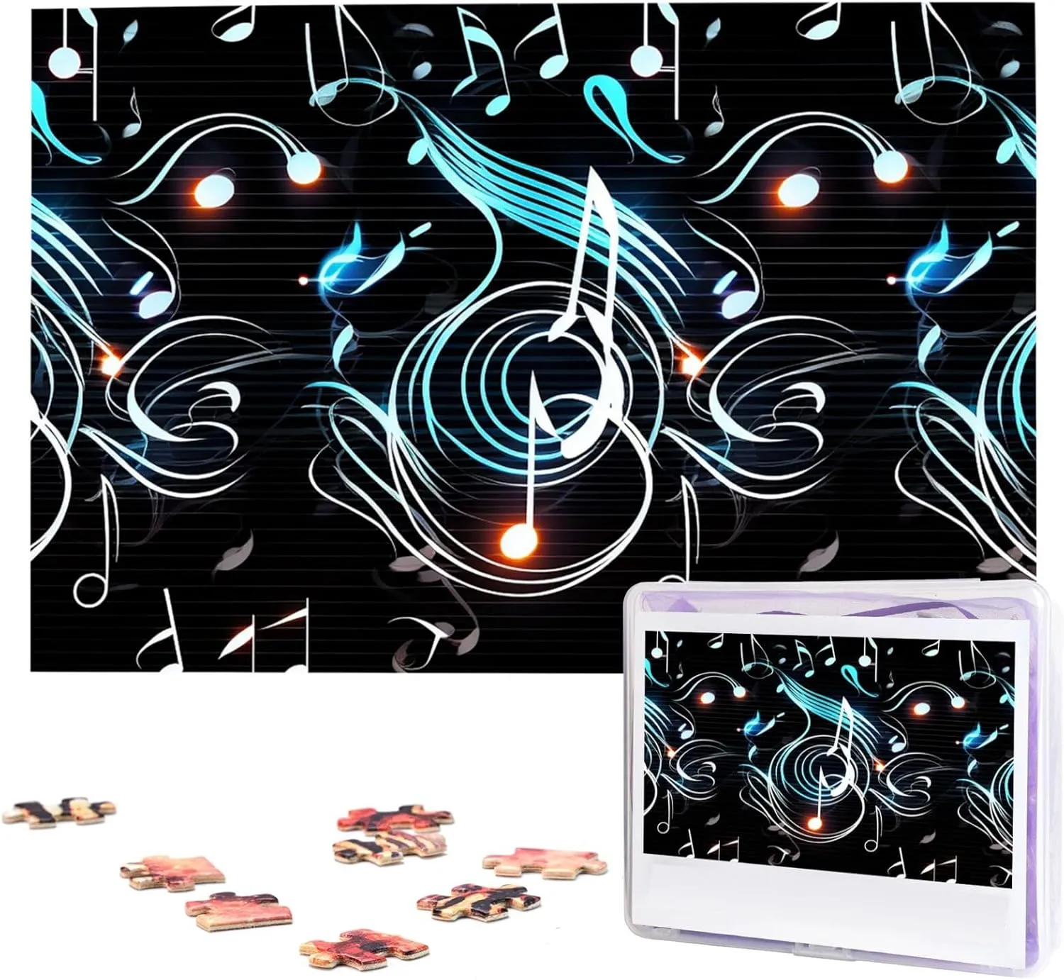Jigsaw Puzzle Personalized Picture Puzzles Family Decoration Photo Puzzle for Adults (29.5" handicap x 19.7") Music Note Puzzles 1000 Pieces Wooden 