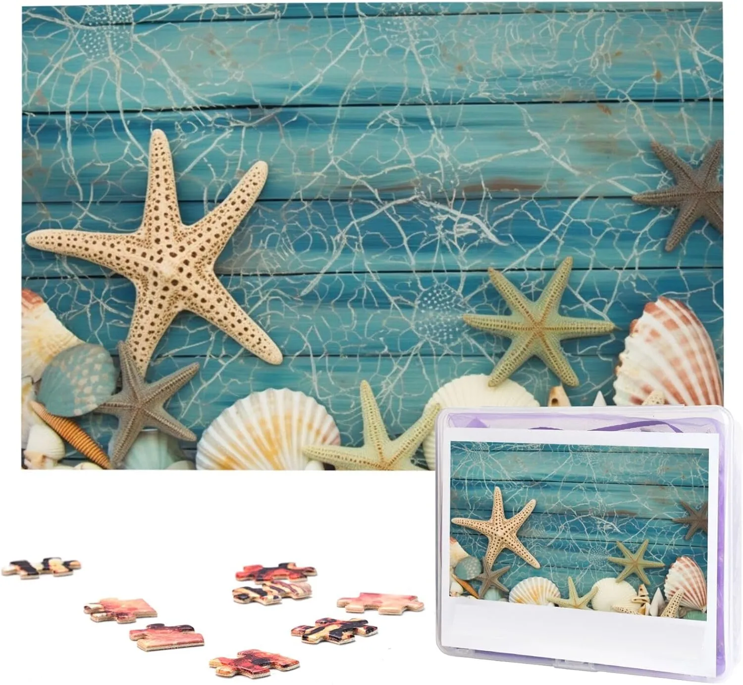 Jigsaw Puzzles for Adults Custom Picture Puzzle Gifts for Family bent sap consolidation acclaim cenotes Wedding Friend Shell Starfish Pattern Puzzles from Photos 1000 Pieces Personalized Wooden Puzzle Challenging 