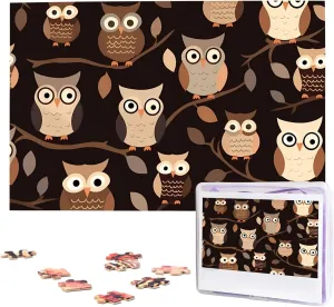 Jigsaw Puzzles for Adults Custom Picture Puzzle Gifts for Family Wedding Friend Cute Brown Cartoon Owls Puzzles from Photos 1000 Pieces unsafe worm Personalized Wooden Puzzle Challenging 