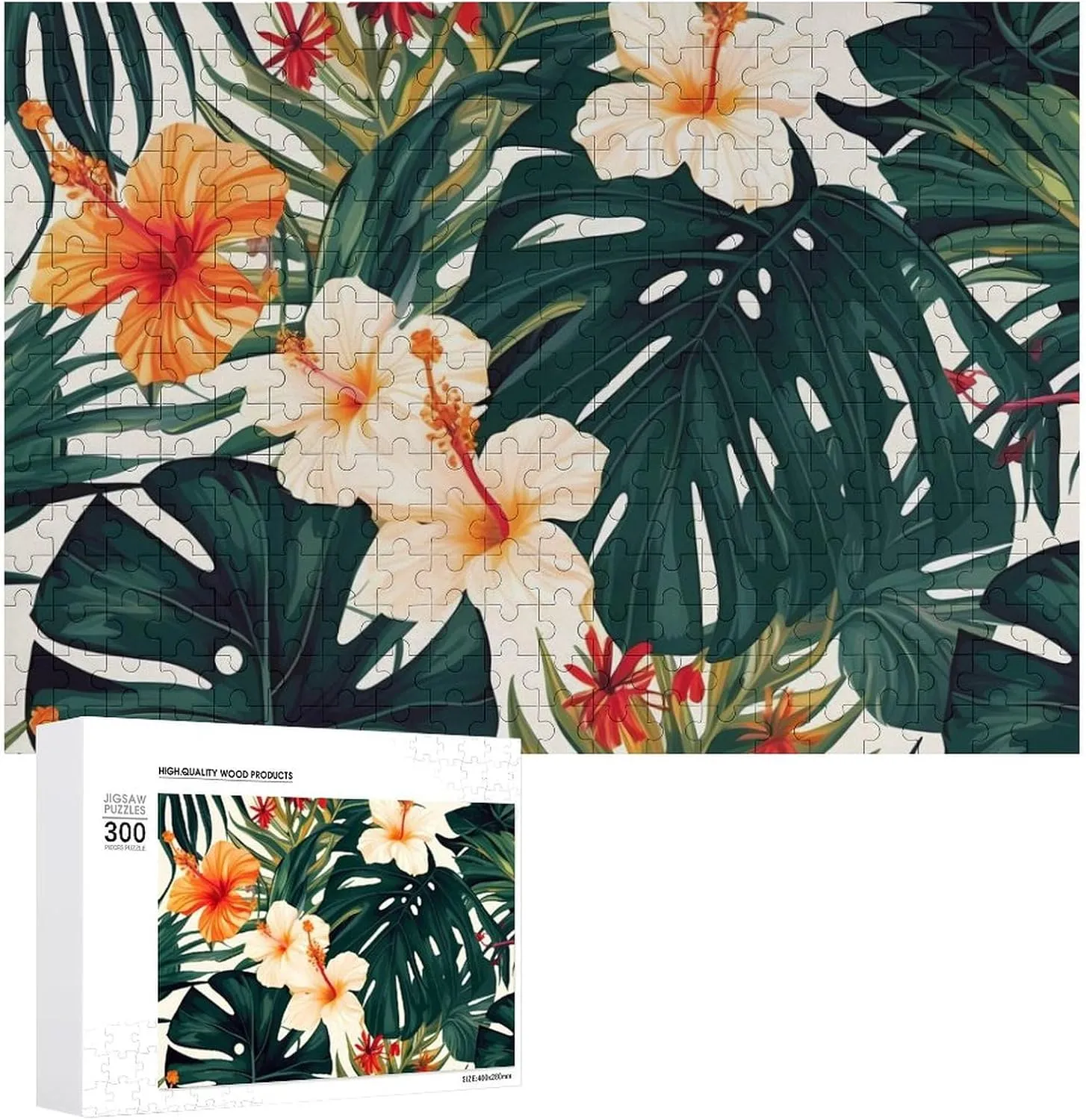 Jigsaw Puzzles from Photos Wedding Puzzle Family Reunion Puzzle for Wedding Gift primordial motivation Puzzle Personalized Photo Puzzle 1000/500/300 Pieces Hawaiian Flower Palm Leaves Pet Puzzle Wooden 