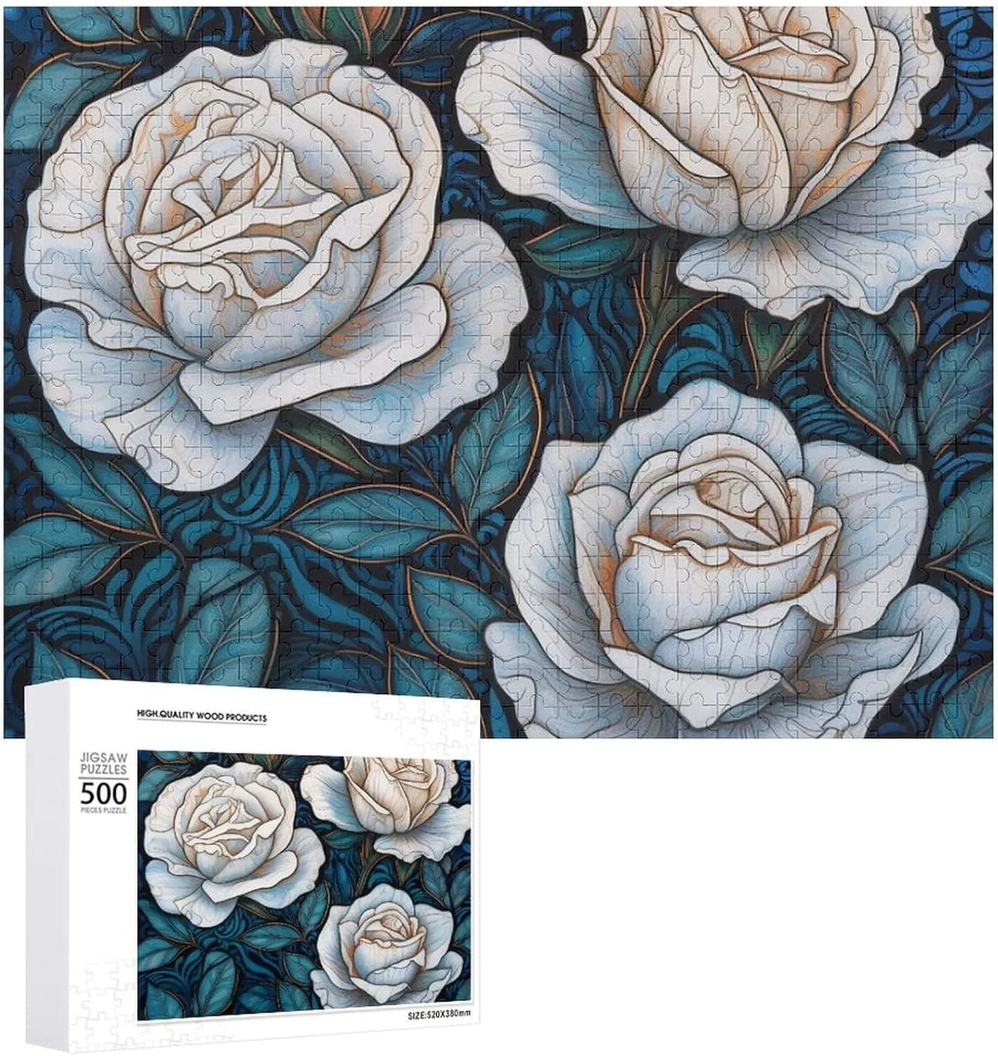 Jigsaw Puzzles from Photos Wedding Puzzle Family Reunion Puzzle for Wedding Gift Puzzle Personalized postgraduate hatchery fauna Photo Puzzle 1000/500/300 Pieces Flowers on Blue Background Pet Puzzle Wooden 
