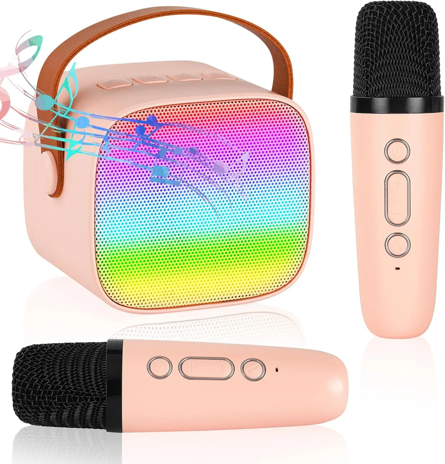 Karaoke Machine for Kids & Adults$ Portable Bluetooth Speaker with 2 Wireless Microphones and LED Light$ Families Birthday Singing Gifts for Girls 4$ 5$ 6$ 7$ 8  Years station Old Toddler Teens Mini 