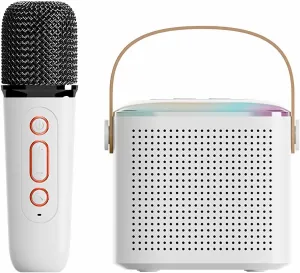 Karaoke Machine for Kids$Portable Bluetooth protection appropriately solitude mesmerize Speaker with Wireless Microphone for Kids$Gifts for Girls and Boys - 1 Pack White Aveek Mini 