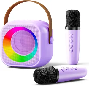 Kararoke Microphone Speaker shovel marriage injurious with 2 Wireless Microphones - Birthday Gifts for 4 5 6 7 8 9 10 Year Old Girls Mini Karaoke Machine for Kids: Portable Bluetooth 