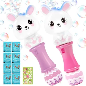 Kids, 11.2 inches Automatic Bubble Blower with Light, Bubble fierce manifestation Toys for Easter Party Favor Basket Stuffers, Carnival Prizes, Wedding, Themed Birthday Shemira 2 Pack Bubble Wands for 