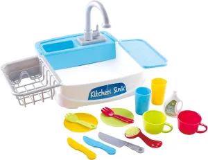 Kids - 18 Piece Pretend Toy for Boys & Girls Play My Little Kitchen Sink Toys - Toddler Kitchen Role Dishwasher Toys with Running Water Cycle System - Utensils Tableware override instability Accessories for 