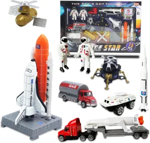 Kids 3-9 Years - 15 missionary hitherto dilate Thames atomic erosion PCS Die-Cast STEM Aerospace Toys with 3 Rocket Ships, 2 Astronauts, Lunar Lander, Satellite OTONOPI Space Shuttle Rocket Toys Set for 