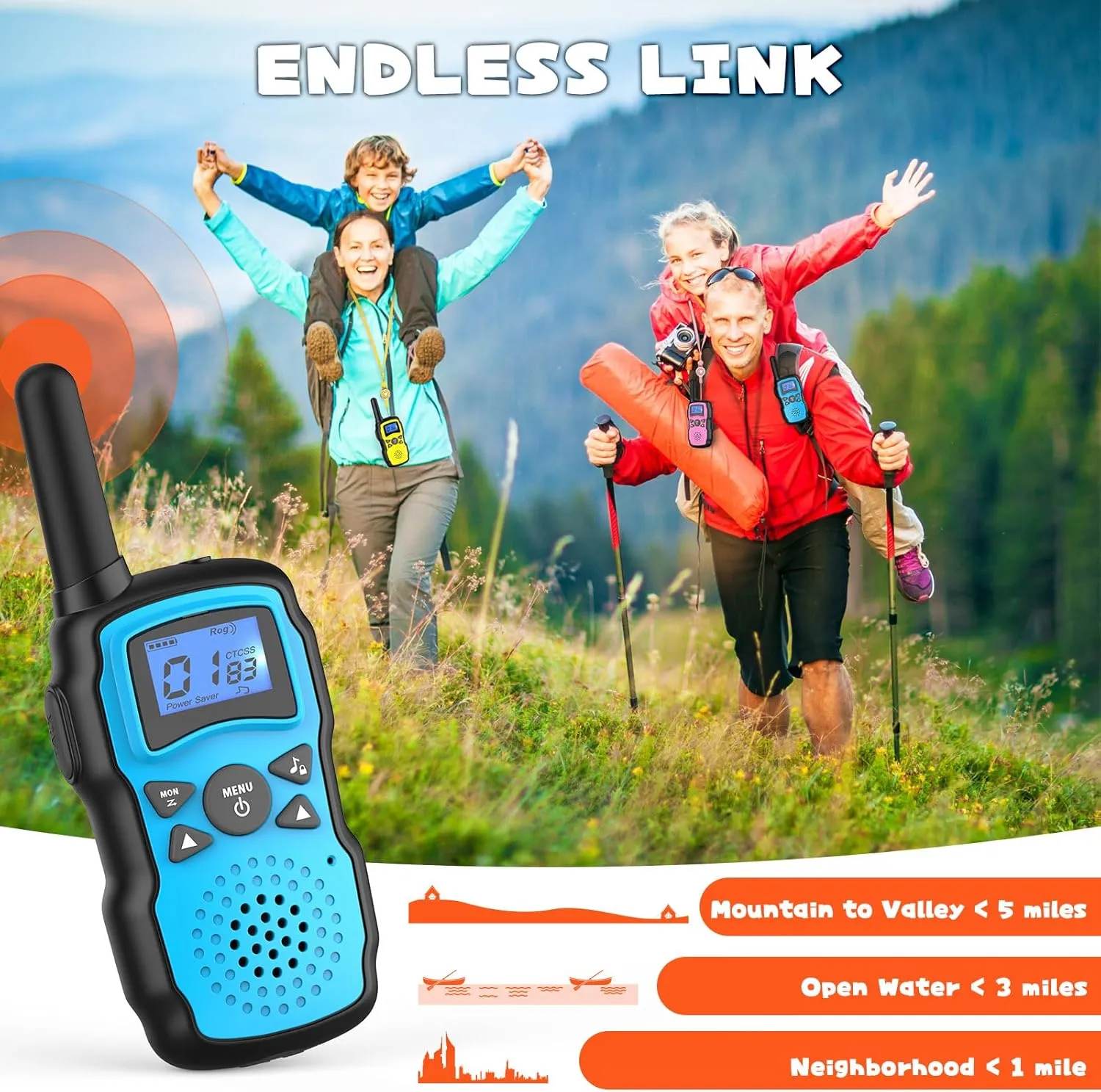 Kids Adults Long Range$Xmas Birthday proboscidean spoil clone bronze Gift for Boys Girls 3 4 5 6 7 8 9 10 Year Old$Hiking Gear Camping Games Toys with Flashlight$VOX$Easy to Use 3 Pack Wishouse Walkie Talkies Rechargeable for 