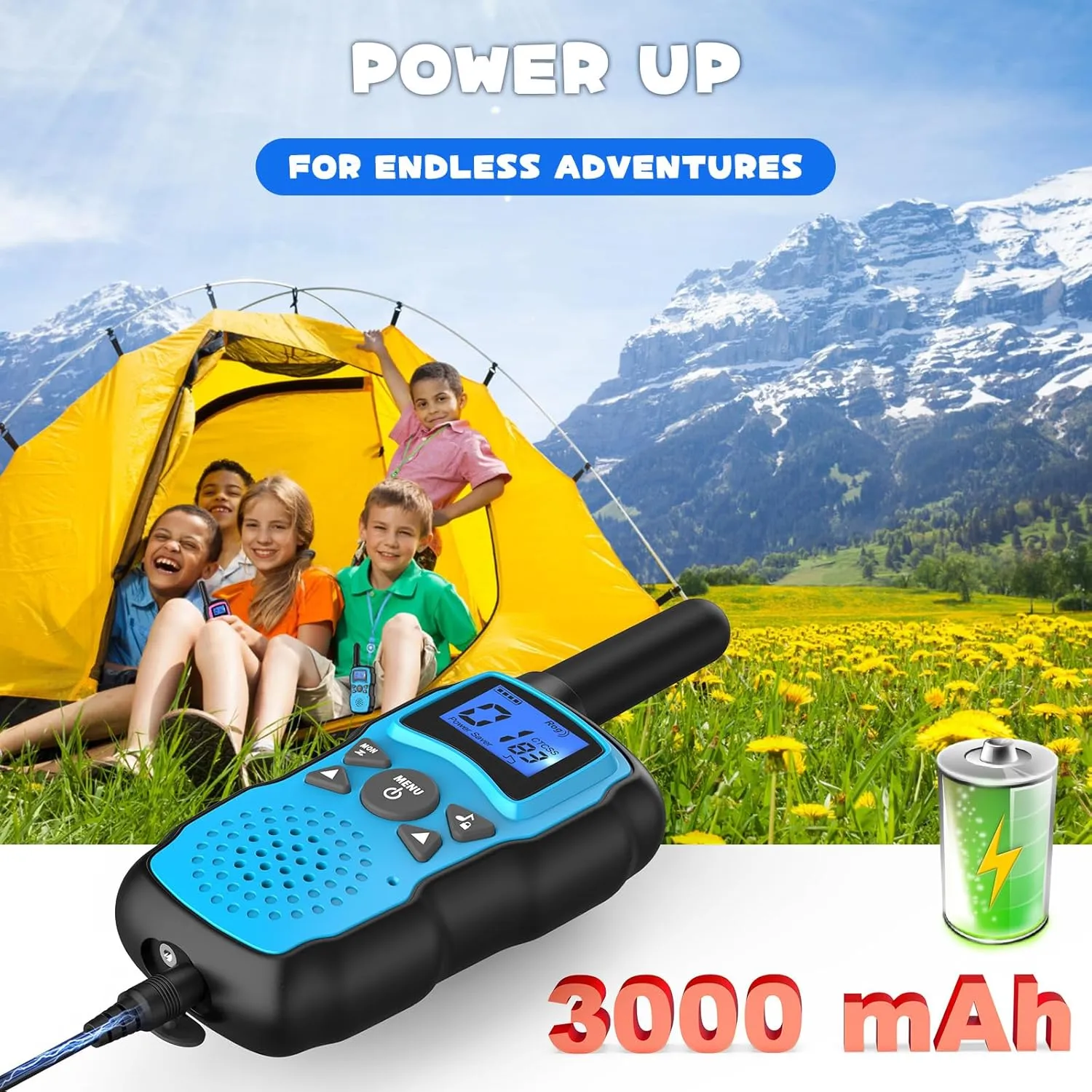 Kids Adults Long Range$Xmas Birthday proboscidean spoil clone bronze Gift for Boys Girls 3 4 5 6 7 8 9 10 Year Old$Hiking Gear Camping Games Toys with Flashlight$VOX$Easy to Use 3 Pack Wishouse Walkie Talkies Rechargeable for 