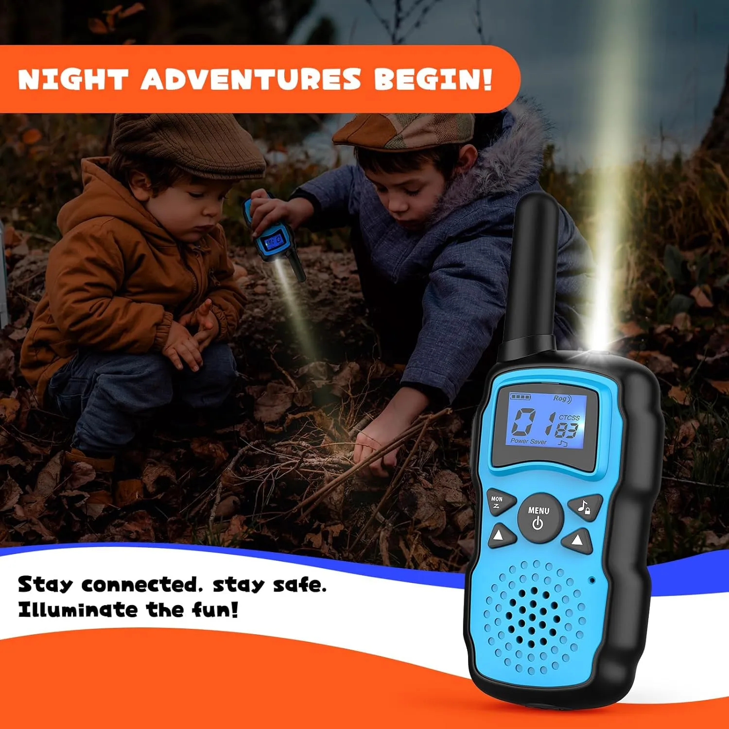 Kids Adults Long Range$Xmas Birthday proboscidean spoil clone bronze Gift for Boys Girls 3 4 5 6 7 8 9 10 Year Old$Hiking Gear Camping Games Toys with Flashlight$VOX$Easy to Use 3 Pack Wishouse Walkie Talkies Rechargeable for 