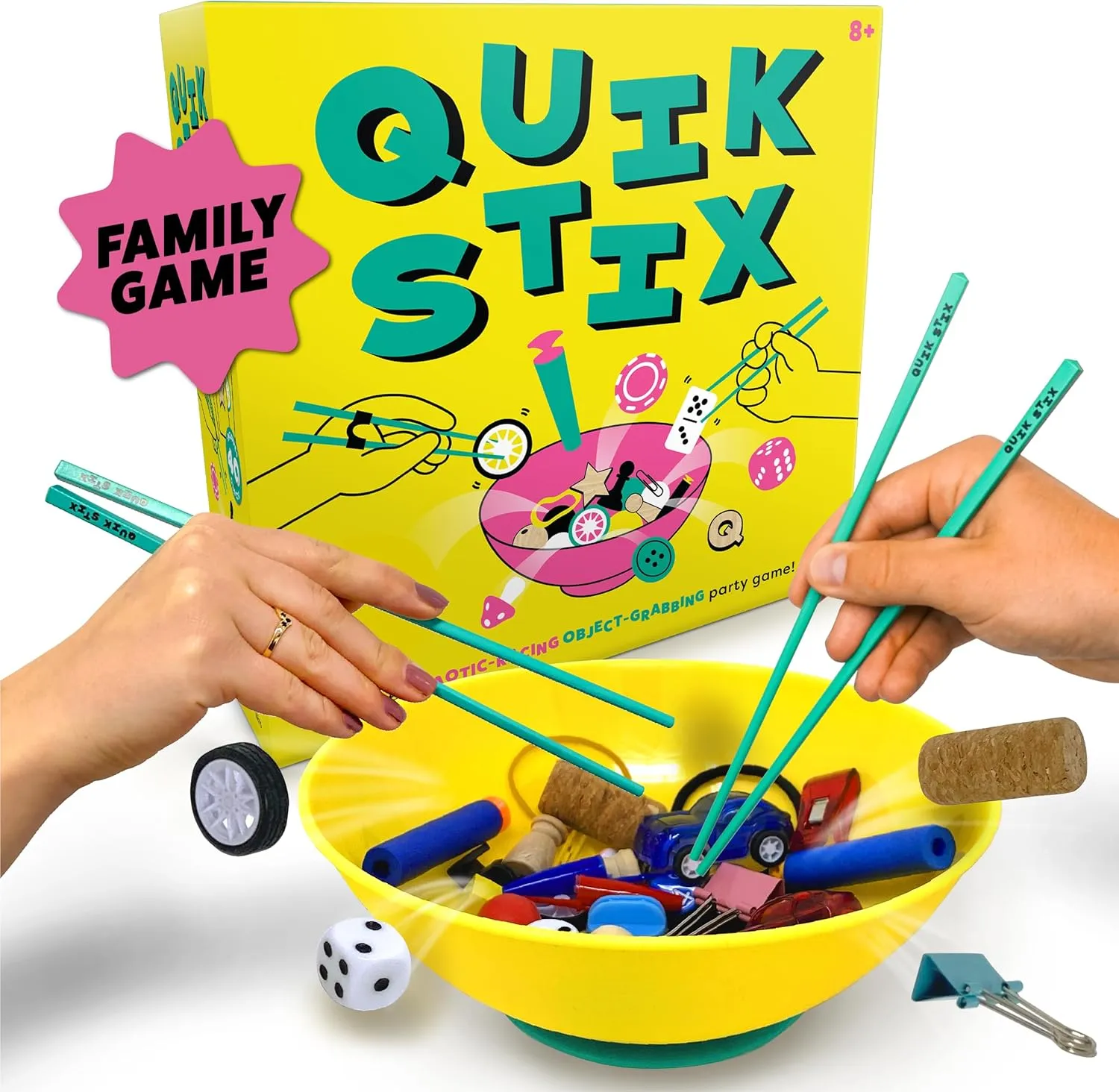 Kids and Adults$ 7  junior Year Olds$ 2-8 Players$ Party Board Games for Adults & Kids$ Perfect for Indoor & Outdoor Game Night$ for Children & Families Lucky Egg Quik Stix Skill Game$ Fun Family Games for 