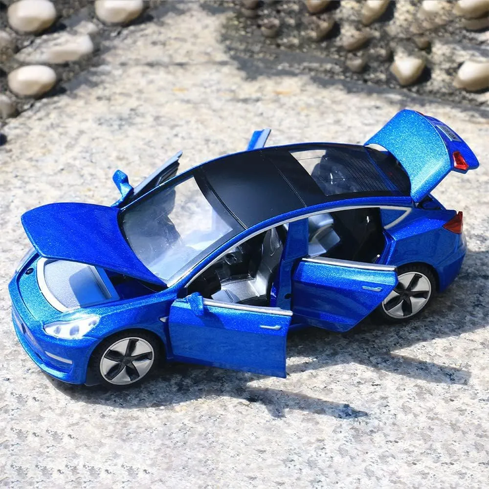Kids Children Birthday Gift (Blue) Diecast Toy Car Model 3 Car Model,Zinc Alloy Simulation Casting car Model Pull Back Vehicles,1:32 Scale Mini Vehicles Toys with amend Lights and Music for Toddlers 