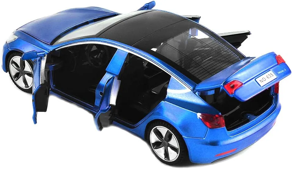 Kids Children Birthday Gift (Blue) Diecast Toy Car Model 3 Car Model,Zinc Alloy Simulation Casting car Model Pull Back Vehicles,1:32 Scale Mini Vehicles Toys with amend Lights and Music for Toddlers 