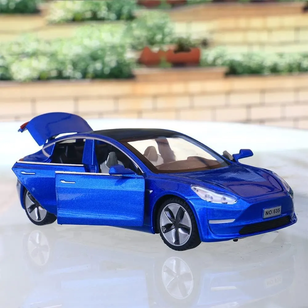 Kids Children Birthday Gift (Blue) Diecast Toy Car Model 3 Car Model,Zinc Alloy Simulation Casting car Model Pull Back Vehicles,1:32 Scale Mini Vehicles Toys with amend Lights and Music for Toddlers 