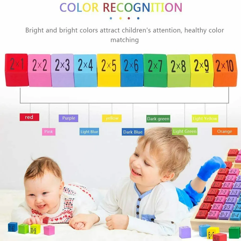 Kids Educational Wooden Toys Times Table Tray Math Multiplication Board Game Toys