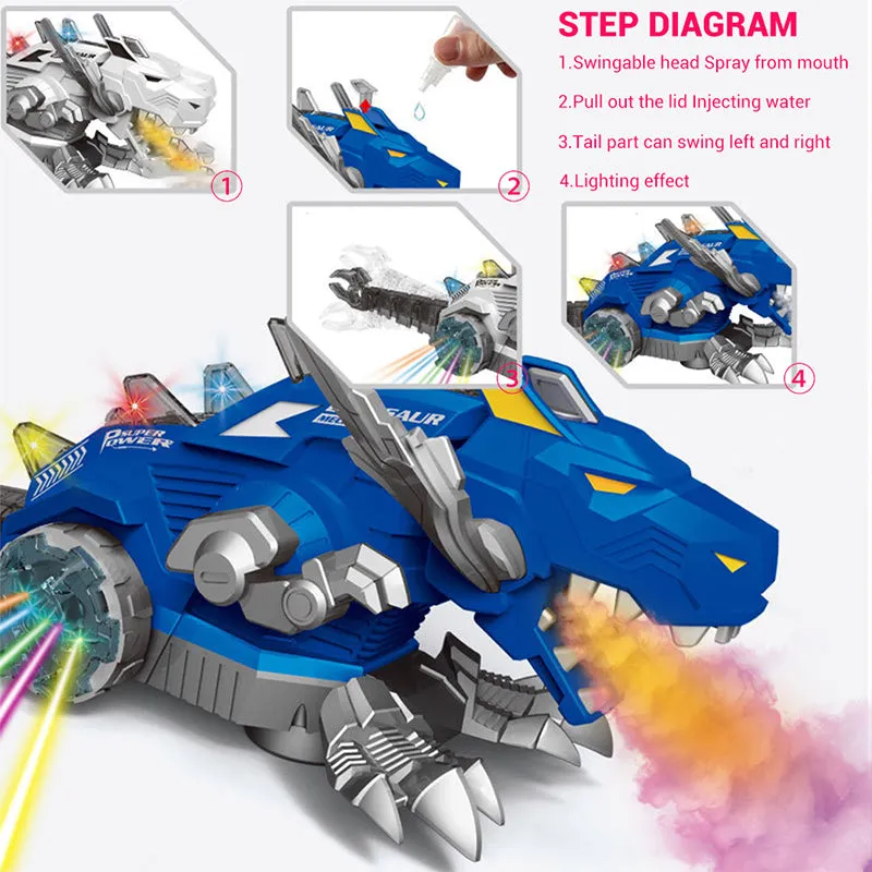 Kids Electric Spray Mechanical Dinosaur with Light Sound Intelligent Walking Swing Toy