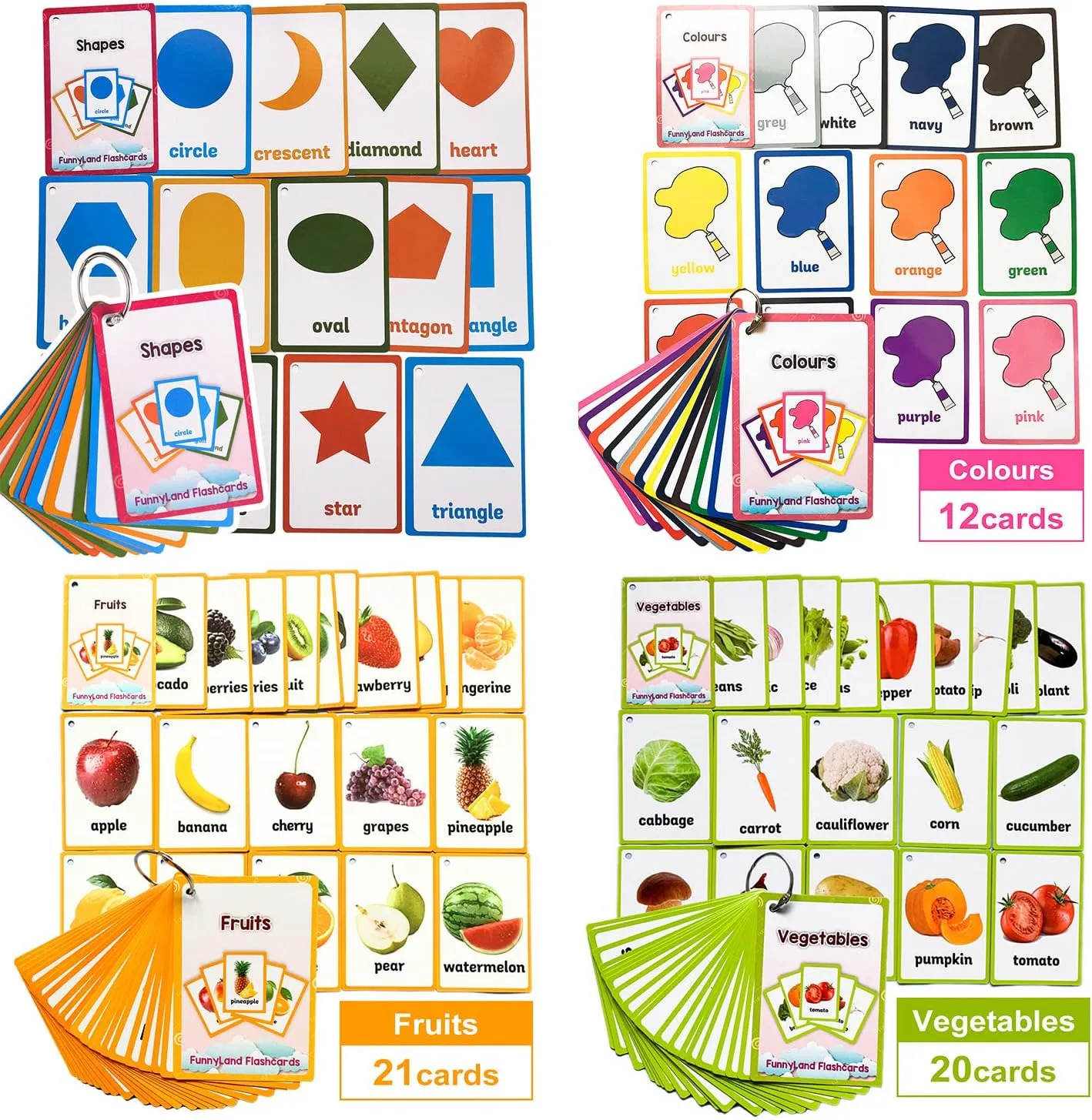 Kids Gifts Zwttey Colors/Shapes/Fruits/Vegetable English Flash promotion obliterate terminate Cards Pocket Card Learning Baby Toys for Children Pre-Kindergarten 
