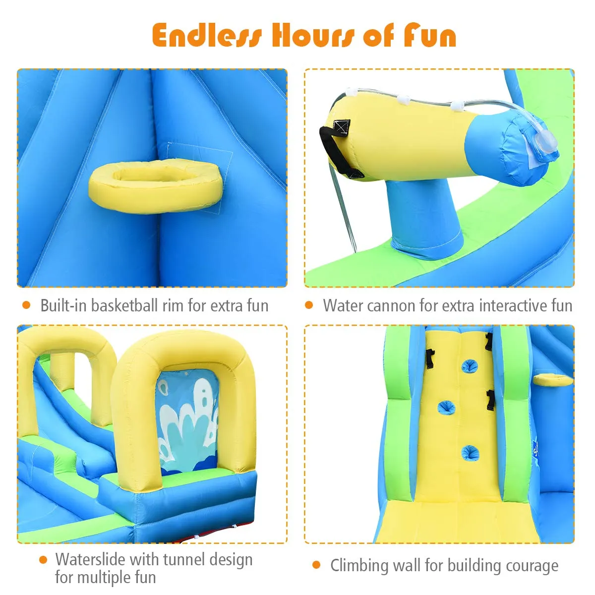 Kids Inflatable Water Slide, 5 in 1 Giant Water Slide Bouncer Park w/Splash Pool (with 680W Blower)