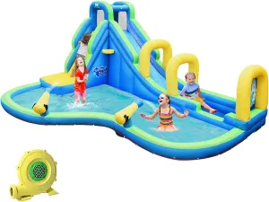 Kids Inflatable Water Slide, 5 in 1 Giant Water Slide Bouncer Park w/Splash Pool (with 680W Blower)