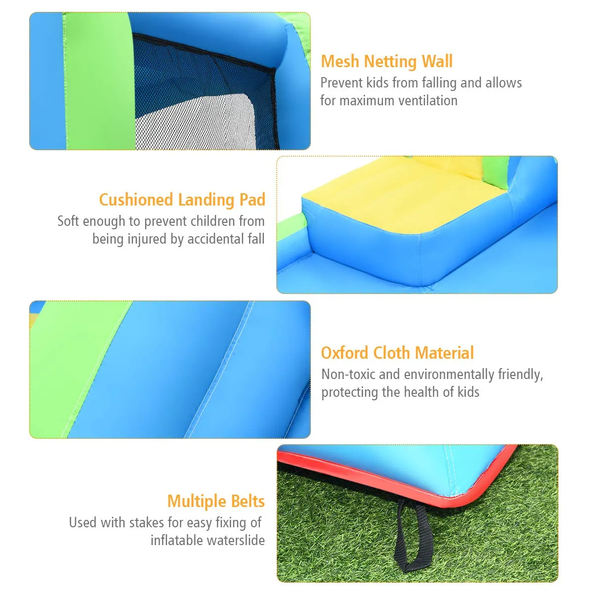 Kids Inflatable Water Slide, 5 in 1 Giant Water Slide Bouncer Park w/Splash Pool (with 680W Blower)