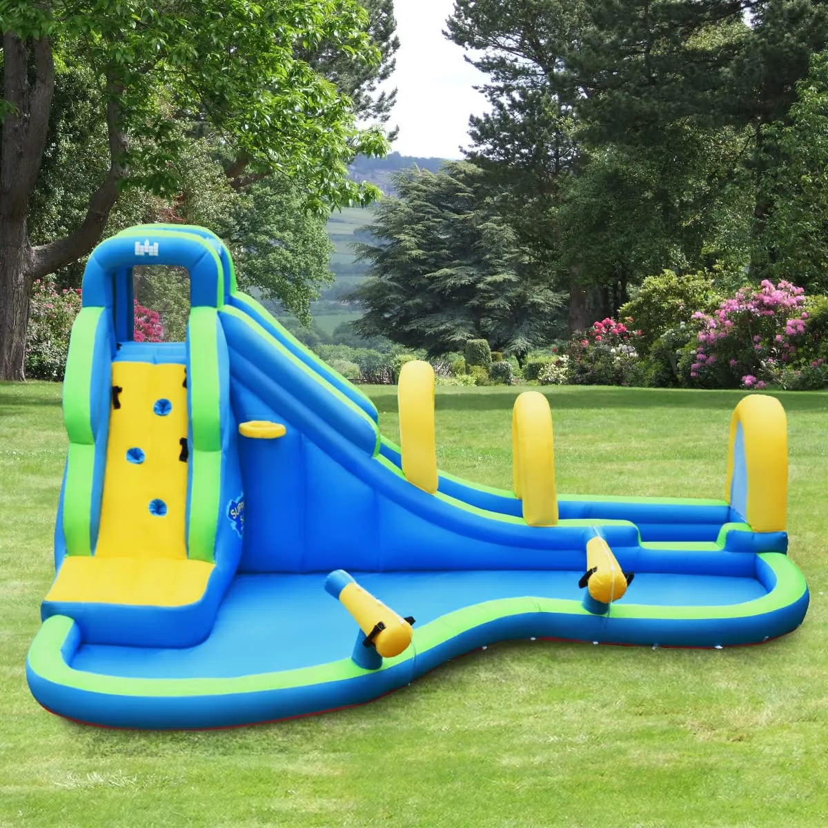 Kids Inflatable Water Slide, 5 in 1 Giant Water Slide Bouncer Park w/Splash Pool (with 680W Blower)