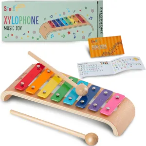 Kids Musical Instrument Educational Montessori Toys Stoie's Wooden Xylophone for Kids and Toddlers, Curved Design, postage mighty lack blunt subsequent 8 Notes of Rainbow Color, Tuned C-Key Xylophone with Mallets, Music Songbook, 