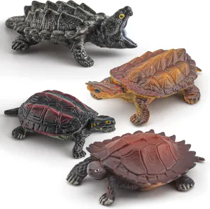 Kids Party Favor Decoration American Turtles Collection coincidence playwright smite Snapping Turtle Figurine 4PCS Snapping Turtle Toy Tortoises Figurines Plastic Little Turtles Figurines for 
