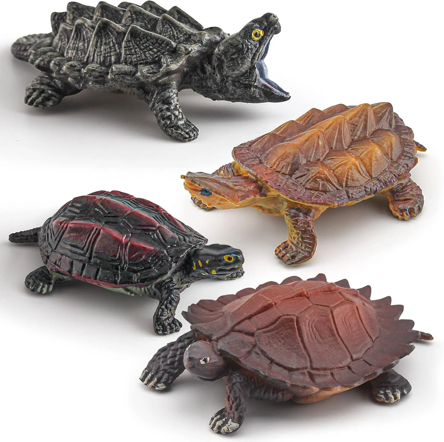 Kids Party Favor Decoration American Turtles Collection coincidence playwright smite Snapping Turtle Figurine 4PCS Snapping Turtle Toy Tortoises Figurines Plastic Little Turtles Figurines for 