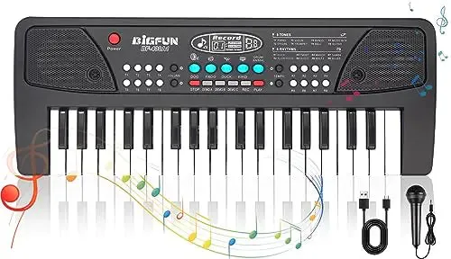 Kids Piano Keyboard 37 Keys Piano for Kids Age 3-6 Electronic Piano with Microphone Portable Piano Toy Learning Educational Christmas Birthday Gifts Musical Toys for 3 4 5 6 Year Old Girls Boys