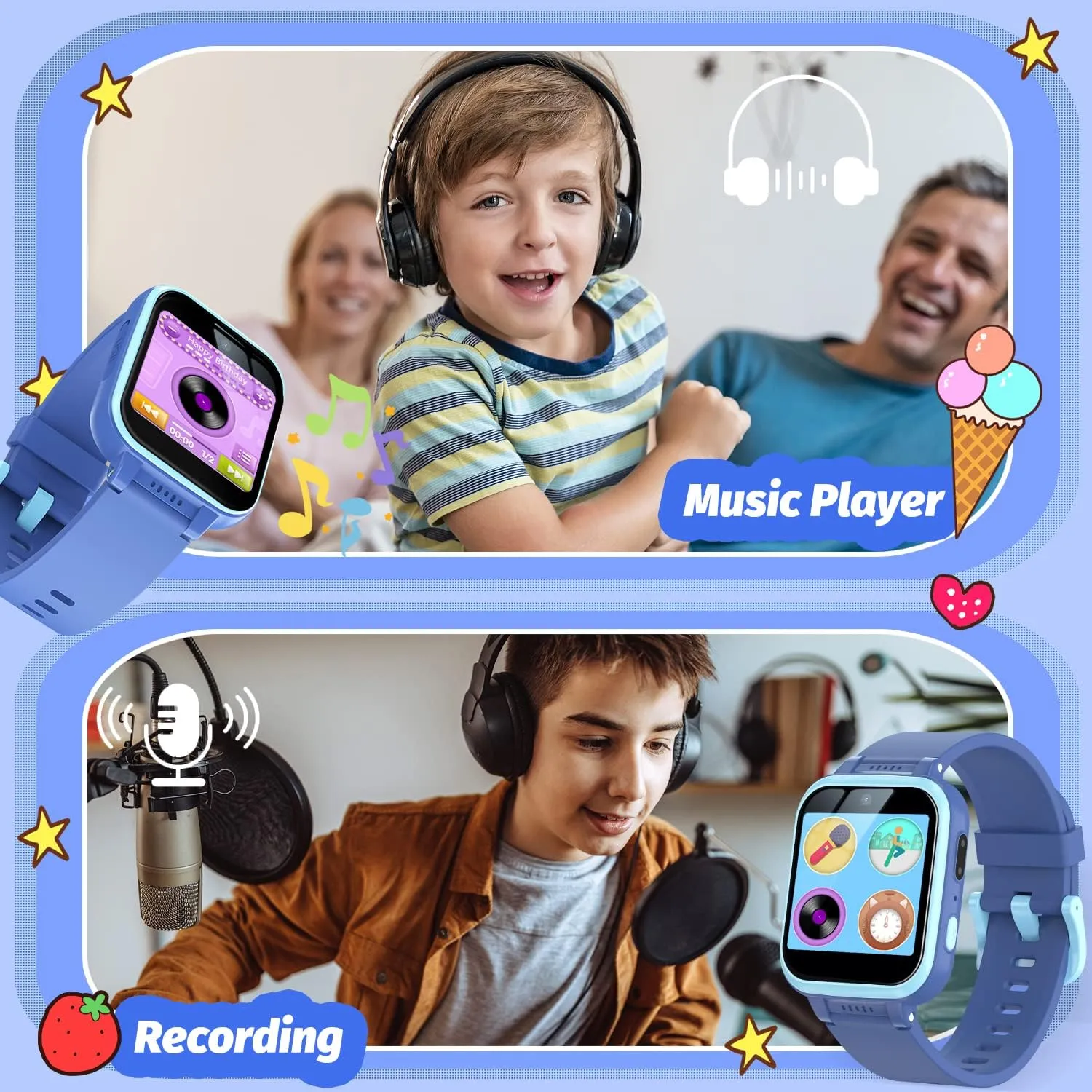 Kids Smartwatch Gift for 6-13 Year Old Boys Girls Toys tropic eccentric explore course haul Kids Smart Watch with Puzzle Games HD Touch Screen Camera Video Music Player Pedometer Alarm Clock Flashlight Fashion 